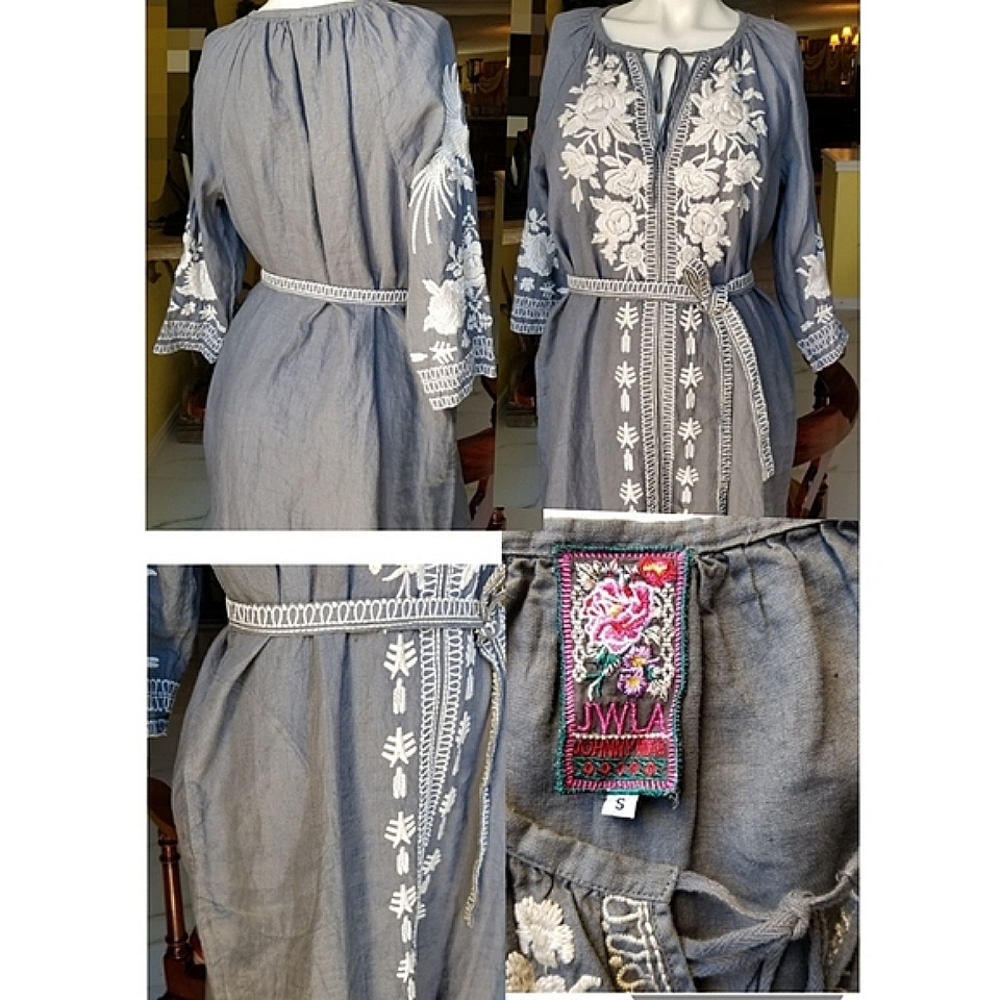 Johnny Was linen embroidered tunic dress - Picture 8 of 8